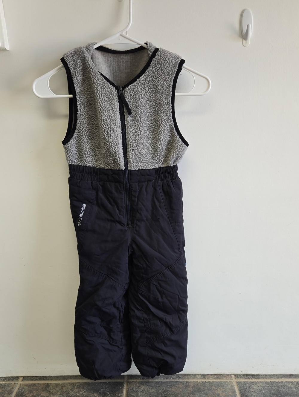 Columbia Kids Black Snow Bib with Grey Sherpa Top